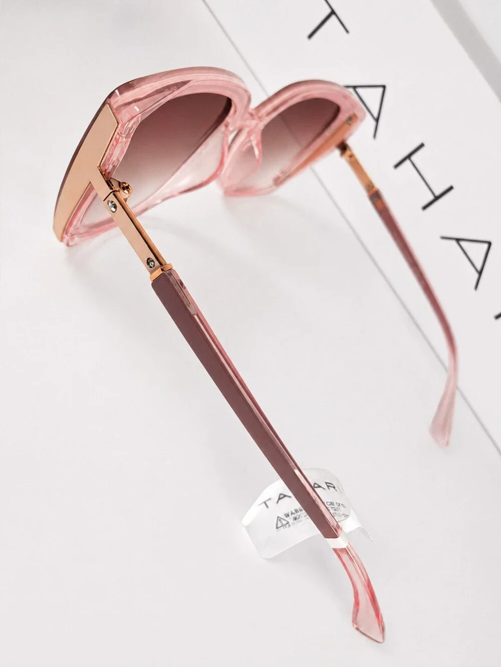 Tahari Contemporary Luxury Oversized Pink Rose Gold Ombre Sunglasses NWT